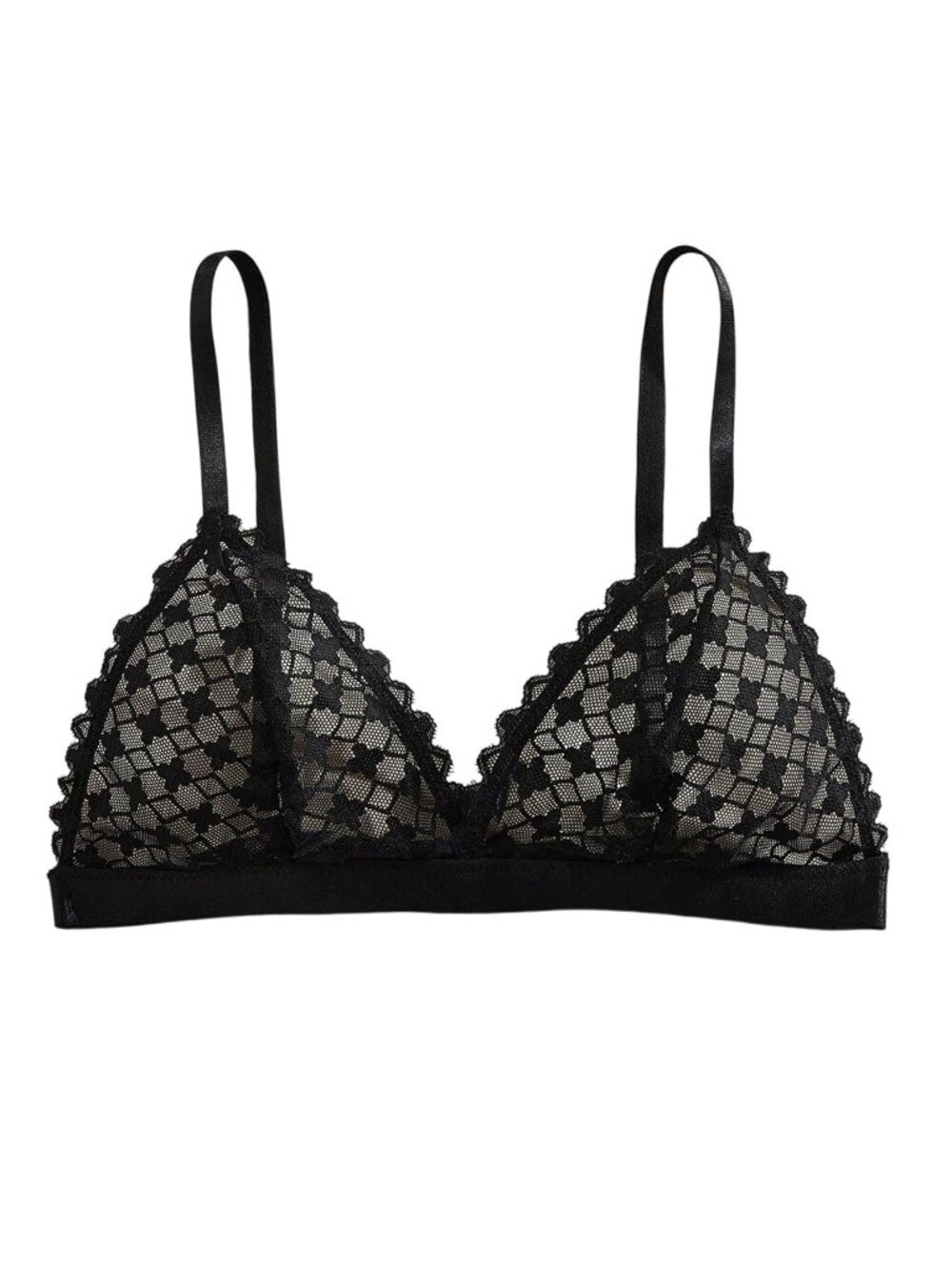 GORGLITTER Women's Mesh Lace Triangle Bra Wireless Sexy Bras See Through Non Pad